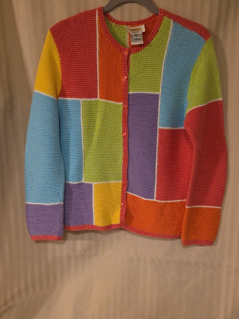 Colorblock Patchwork Button-Front Women's Sweater - Multicolor